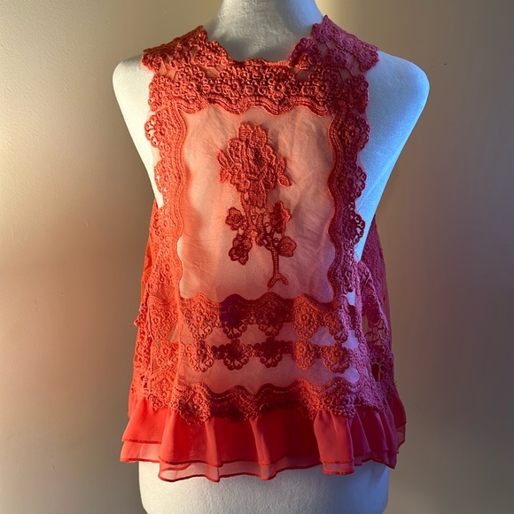 Umgee Pink Rose Lace Vest - Medium/Large - Picture 2 of 7